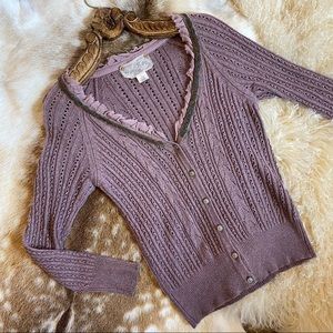 ANTHROPOLOGIE Soft Lavender Knit Sweater Cardigan